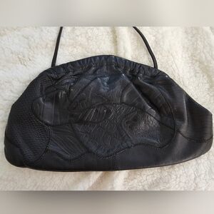 Vintage Lyrella Black Patchwork Leather Or P/U Women’s Shoulder Bag Or Clutch